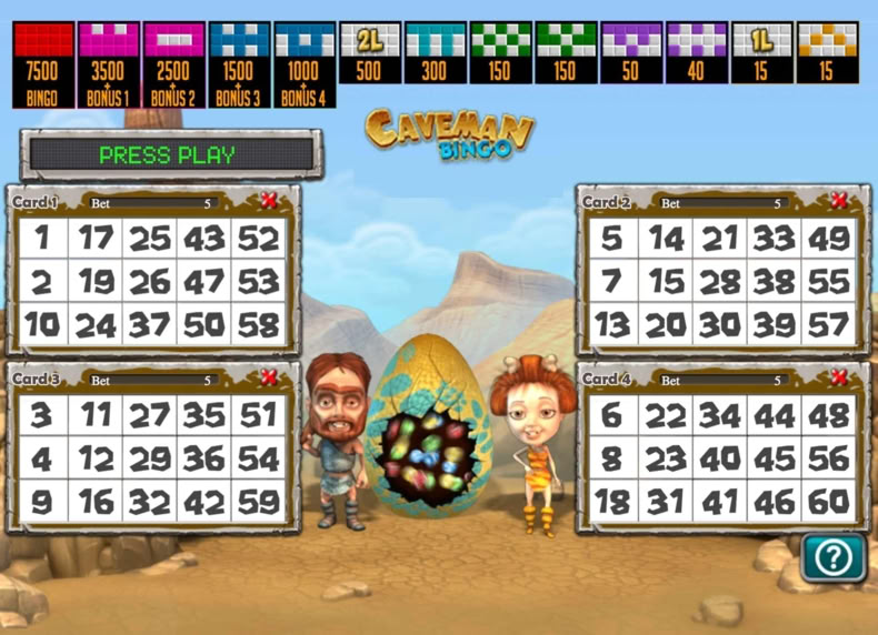 Caveman Bingo game - play for free