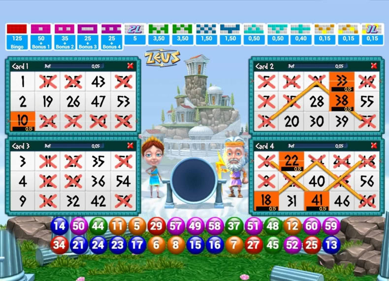 Zeus Bingo game - play for free