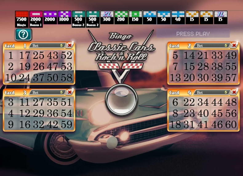 Classic Cars Bingo game - play for free