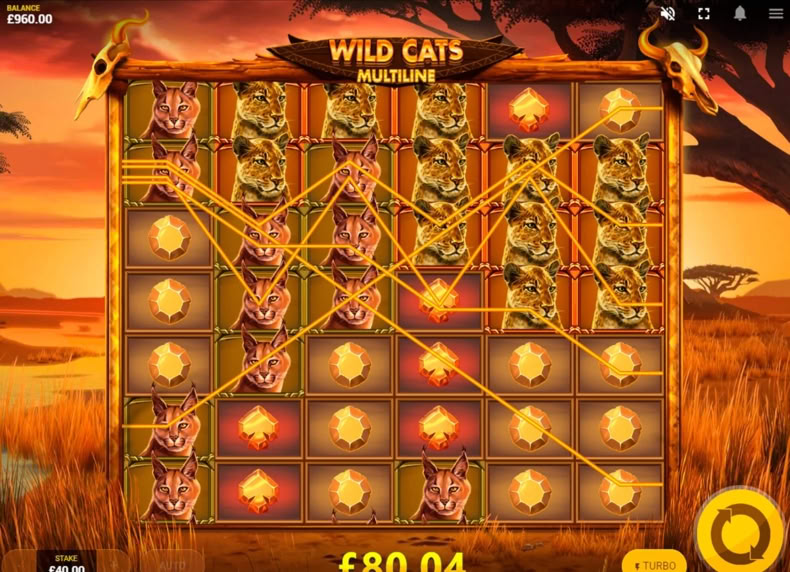 Wild Cats Multiline game - play for free