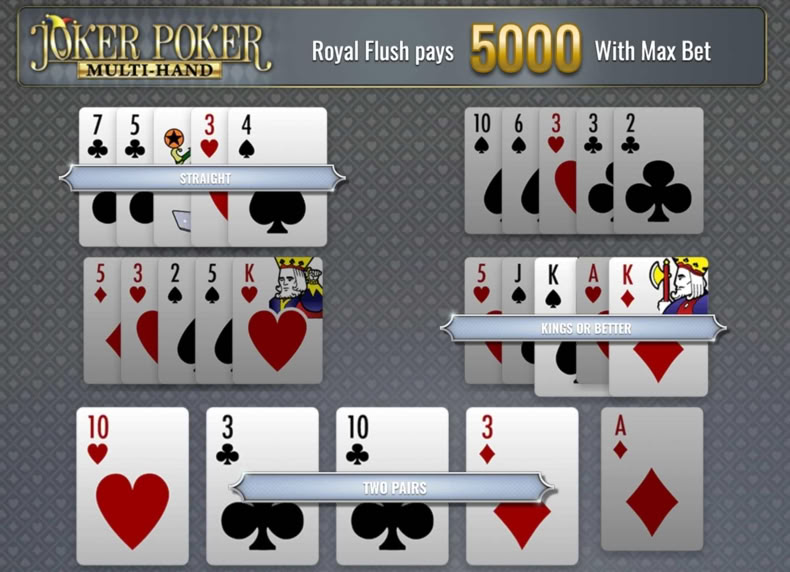 Joker Poker Multi-Hand game - play for free