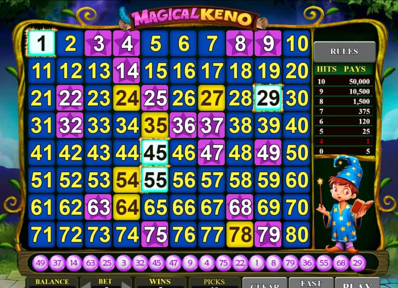 Magical Keno game - play for free