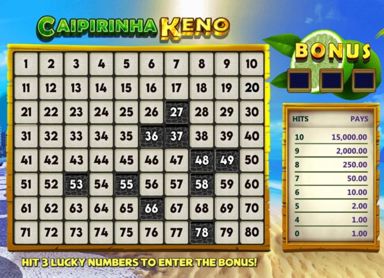Caipirinha Keno game - play for free