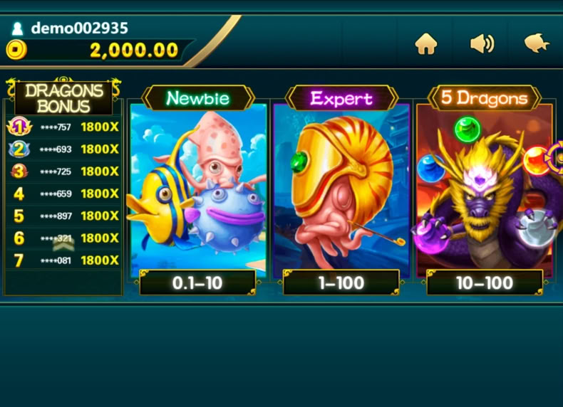 5 Dragons Fishing game - play for free