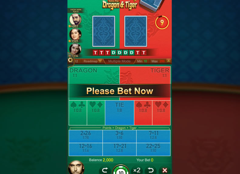 Dragon & Tiger game - play for free