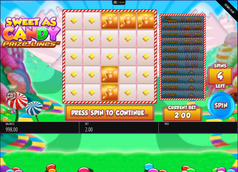 Sweet As Candy Prize Lines game - play for free
