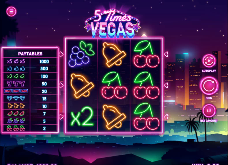 5 Times Vegas game - play for free