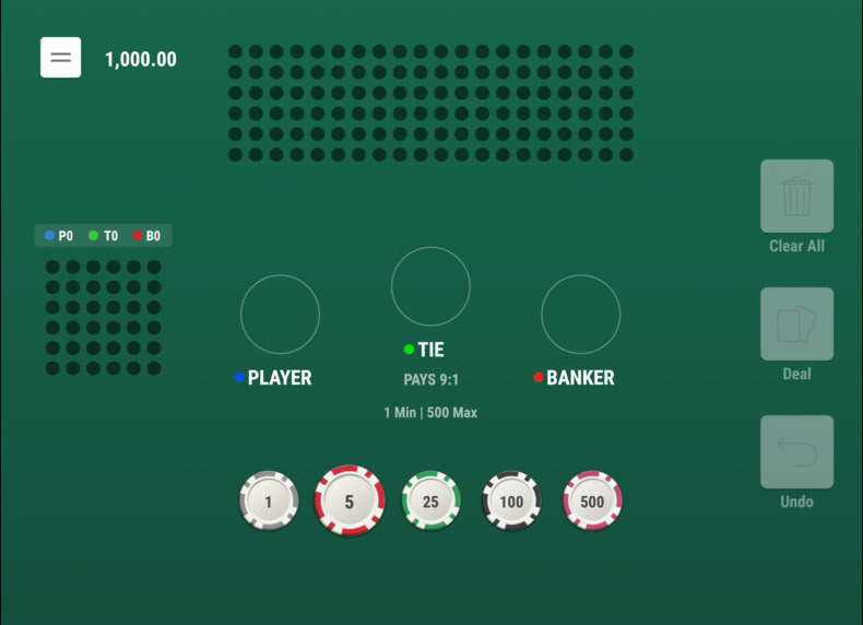 Baccarat game - play for free