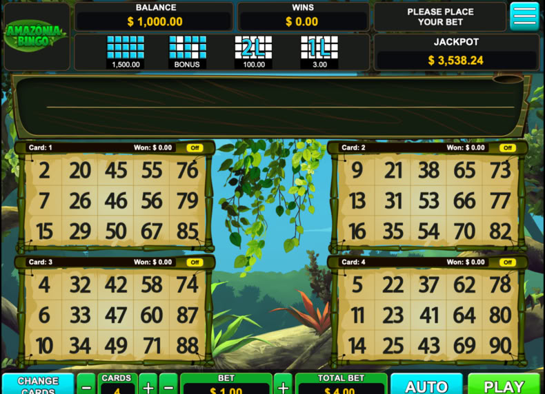 Amazonia Bingo game - play for free