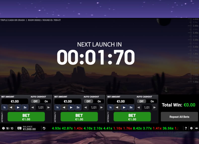Triple Cash Or Crash game - play for free