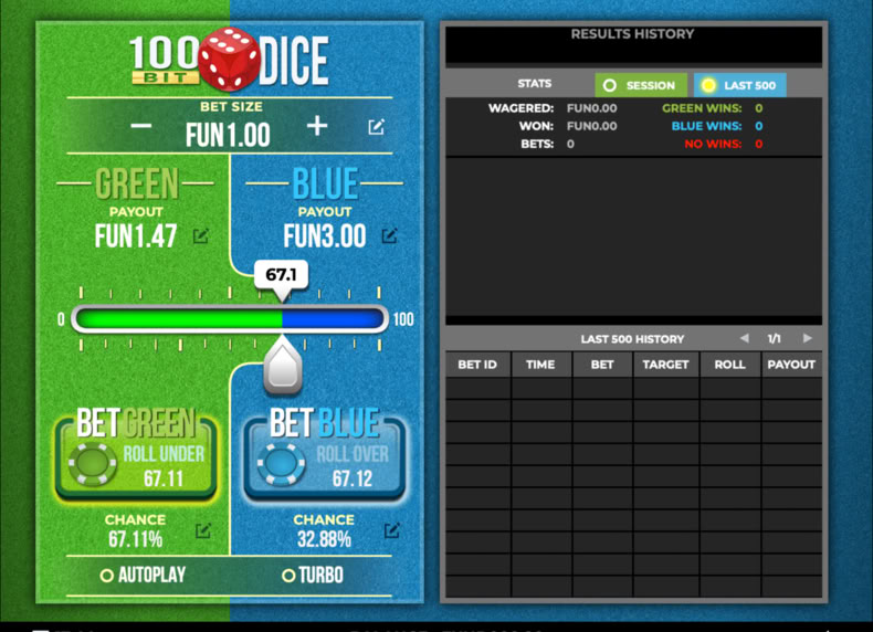 100 Bit Dice game - play for free