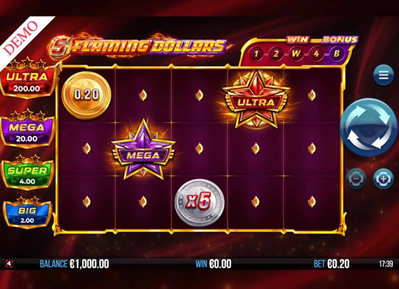 5 Flaming Dollars game - play for free