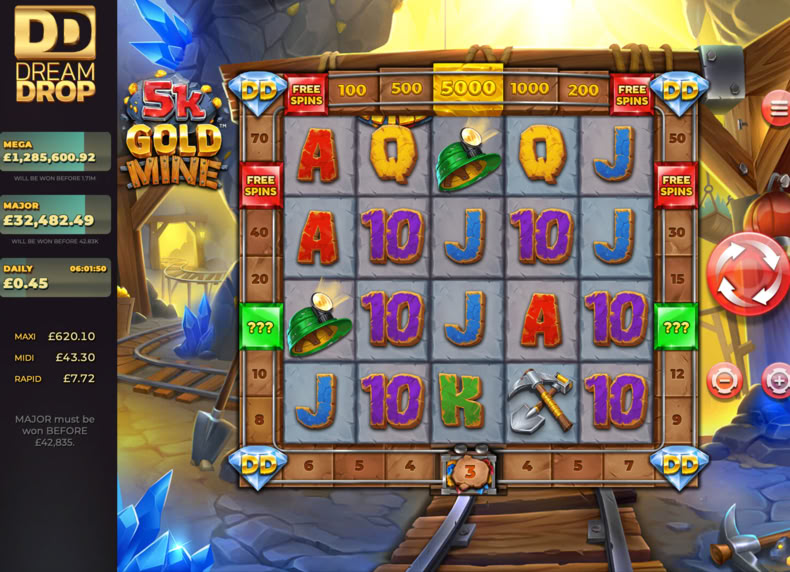 5k Gold Mine Dream Drop game - play for free