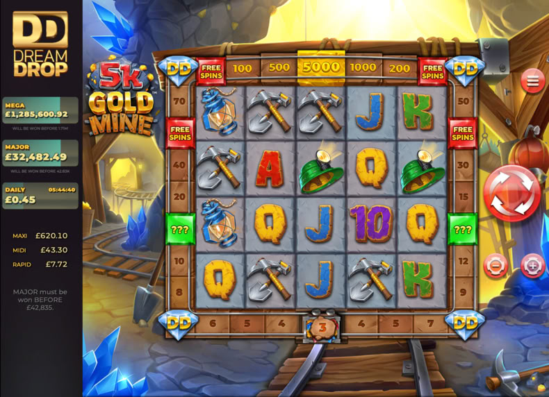5k Gold Mine Dream Drop Jackpot game - play for free