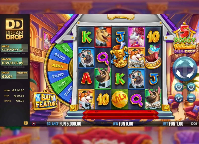 5 Doggy Millionaires Dream Drop game - play for free