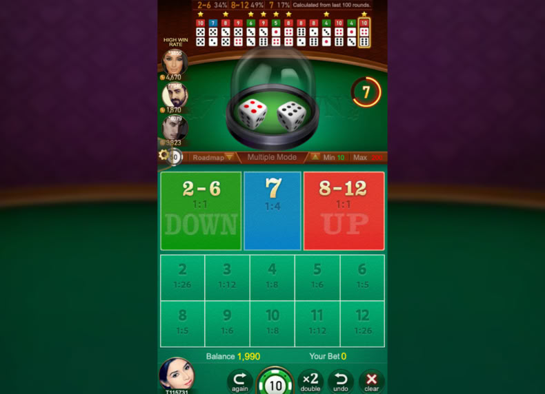 7 up 7 down game - play for free