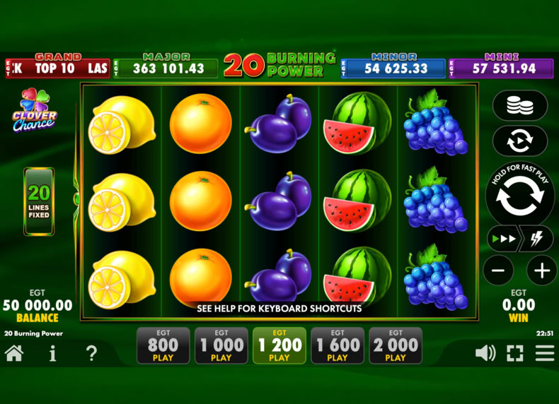 20 Burning Power - clover-chance - en game - play for free