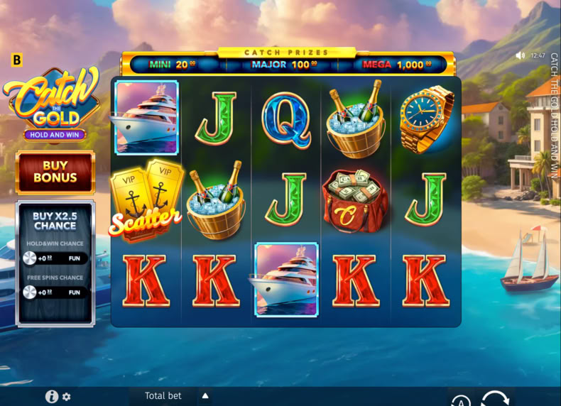 Catch the Gold Hold and Win game - play for free