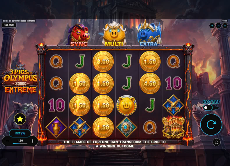 3 Pigs of Olympus 30000 Extreme game - play for free